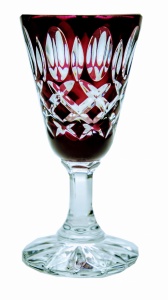 Rubinowe kryształowe kieliszki do wódki 30 ml Krata Oliwka 6 sztuk