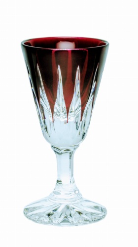 kryształowy rubinowy kieliszek do wódki Linia