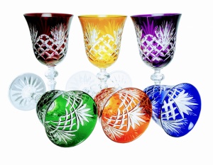 Kolorowe kryształowe kieliszki do wina 170ml Ananas 6 sztuk