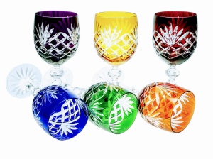 Kolorowe kryształowe kieliszki do wina 170ml Ananas 6 sztuk