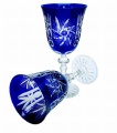 Kobaltowe kryształowe kieliszki do wina Młynek Oliwka