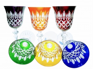 Kolorowe kryształowe kieliszki do wina 170ml Krata Oliwka 6 sztuk