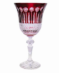Rubinowe kryształowe kieliszki do wina 280 ml Francuskie, 6 sztuk