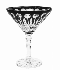 Czarne kryształowe kieliszki do martini Francuskie, 6 sztuk