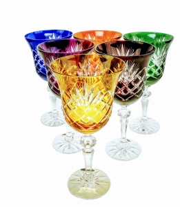 Kolorowe kryształowe kieliszki do wina 280ml Ananas 6 sztuk 