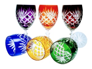 Colorful crystal wine glasses 220ml Olive Grinder 6 pcs 