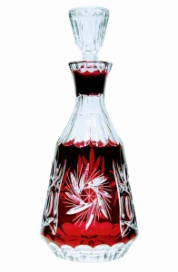 Rubinowa  kryształowa  karafka do wódki  500 ml Młynek Oliwka 