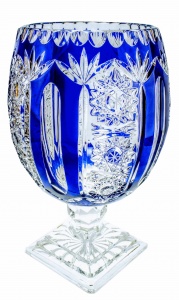 Kryształowy kobaltowy wazon na nodze THC
