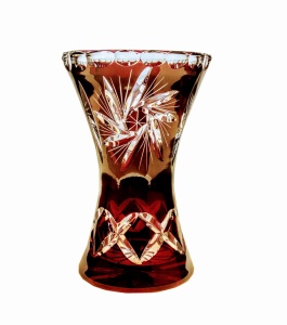 Rubinowy kryształowy wazon X  18 Młynek