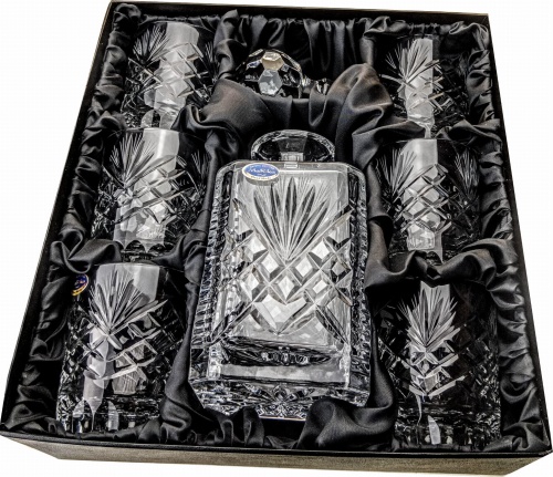 Komplet kryształowy do likieru karafka i kieliszki wzór Ananas