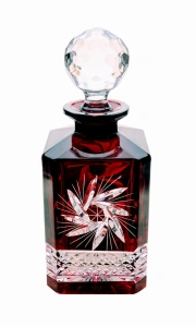 Rubinowa kryształowa karafka do Whisky  Młynek Oliwka