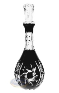 Czarna  kryształowa karafka na wino 700 ml Młynek Oliwka