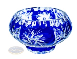 Cobalt crystal fruit bowl on a foot, 12 cm, Oliwka Grinder
