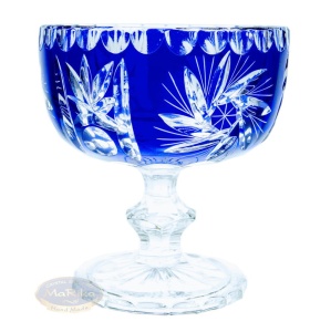 Kobaltowa kryształowa paterka 12 cm Młynek Oliwka