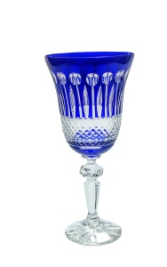 Kobaltowe kryształowe kieliszki do wina 280 ml Francuski