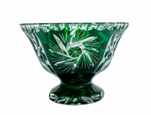 Szmaragdowa kryształowa misa na owoce 16 cm Młynek Oliwka