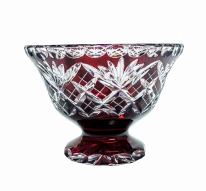 Rubinowa  kryształowa misa na owoce 16 cm Ananas