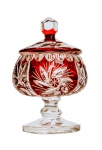 Rubinowa  kryształowa Cukiernica  8 cm  Młynek Oliwka