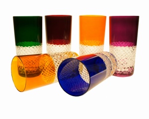 Kolorowe kryształowe szklanki do wody i drinków 320 ml Krateczka