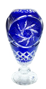 Schmale Vase aus Kobaltkristall 30 cm Olivenmühle