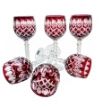 Kryształowy kieliszek do wina rubinowy szlif ananas Marika Crystal.