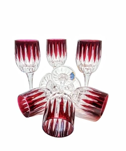 Rubinowe kryształowe kieliszki do likieru Linia 45 ml 6 sztuk
