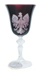Kryształowe rubinowe kieliszki do Likieru  60 ml z grawerowanym orłem