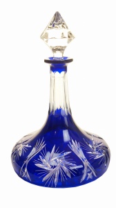 Kobaltowa   kryształowa karafka 800 ml Młynek Oliwka