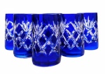 Kobaltowy kryształowe kieliszki do wódki 30ml Ananas 6 sztuk 