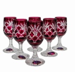 Rubinowe kryształowe kieliszki do wódki 25ml Ananas 6 sztuk
