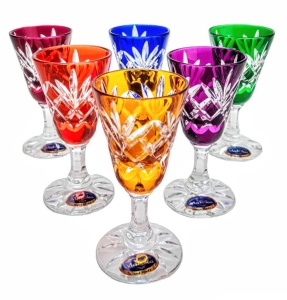 Kolorowe kryształowe kieliszki do wódki 30 ml Ananas 6 sztuk