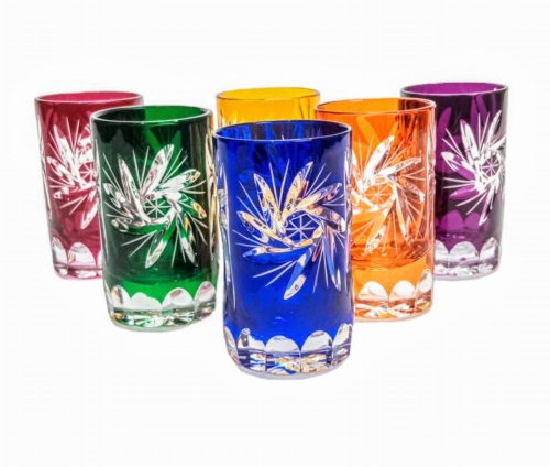 Bunte Kristallgläser für Wodka 30ml Oliwka Mühle 6 Stück MaRika crystal