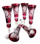 Rubinowe kryształowe kieliszki do szampana 170ml Ananas 6 sztuk