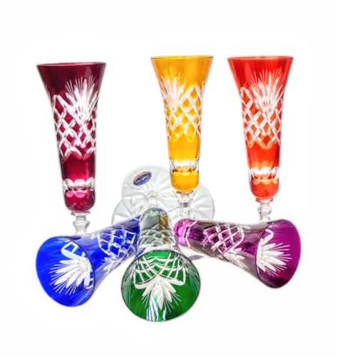 Bunte Kristall Sektgläser 170ml Ananas 6 Stück MaRika crystal