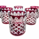Ruby crystal whiskey glasses 280ml Olive Lattice 6 pcs