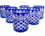 Cobalt crystal whiskey glasses 280ml Olive Lattice 6 pcs 