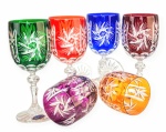 Kolorowe kryształowe kieliszki do wina 240ml Młynek Oliwka 6 sztuk