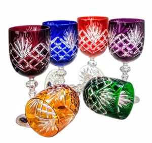 Kolorowe kryształowe kieliszki do wina 240ml Ananas 6 sztuk