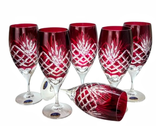 Kryształowy kieliszek do Piwa rubinowy szlif ananas Marika Crystal