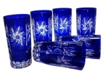 Kobaltowe kryształowe szklanki do wody i drinków 320m Młynek Oliwka 6 szt
