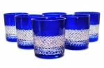 Cobalt crystal whiskey glasses 280 ml Checkered