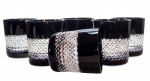 Black crystal whiskey glasses 280 ml Checkered