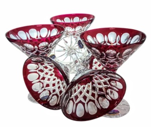 Rubinowe kryształowe Martini 110 ml Krata Oliwka