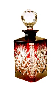 Rubinowa  kryształowa  karafka do Whisky 700ml  Ananas  