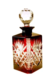 Rubinowa  kryształowa  karafka do Whisky 700ml  Ananas  