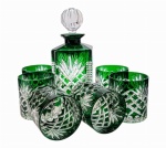 Szmaragdowy  zestaw do Whisky karafka i szklanki   Ananas 