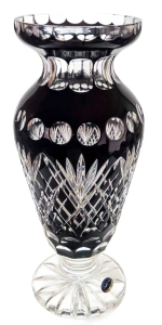 Czarny kryształowy wazon 35 cm Ananas