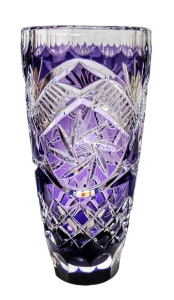 Ametystowy  kryształowy wazon Młynek 25 cm