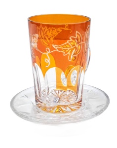 Kryształowa bursztynowa filiżanka 100ml  Grawer