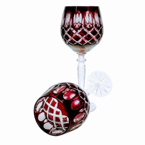 Rubinowe kryształowe Rymery 280 ml Krata Oliwka 2 sztuki